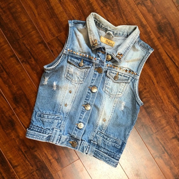 Distressed Floral Cross Jean Vest Top - Picture 8 of 14